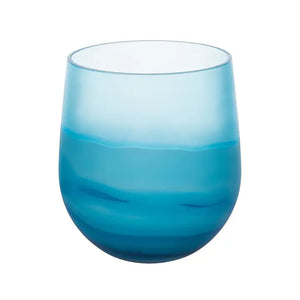 BCL SMALL FROSTED GLASS BLUE VASE 7.9 x 7.9 x 8.7 in
