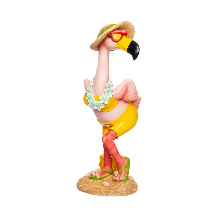 BCL FLAMINGO WITH HAT FIGURINE