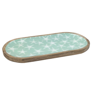 BCL WOOD /ENAMEL OBLONG SEA STAR PARTY TRAY